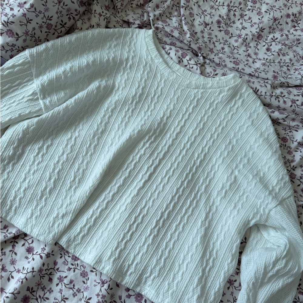 Elegant White Cable Knit Sweater